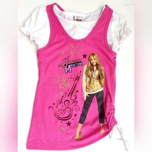Disney Hannah Montana Girls Two Pieces Tank with built-in White Tee-Short Sleeve